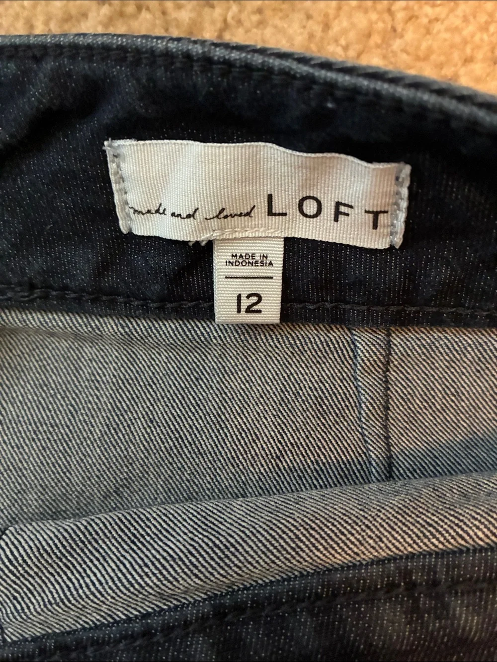 LOFT Dark Blue Denim Mini Skirt with Front Pockets